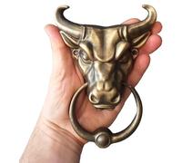 Anatolica Heurtoir de porte tête de taureau, laiton massif, 16,5 cm de haut, décoration de porte d'entrée (bronze antique)
