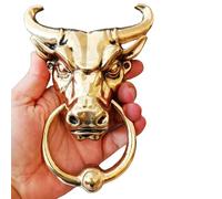 Anatolica Heurtoir de porte tête de taureau, laiton massif, 16,5 cm de haut, décoration de porte d'entrée (laiton antique)