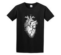 Anatomical Heart Victorian Illustration Biology Gothic Graphic Top Printed Tee Shirt Mens T Shirt Black M