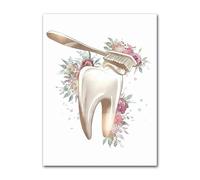 Anatomie Des Dents, Art Floral, Affiches De Dentisterie À L'Aquarelle, Photos Murales Pour Décoration De Cabinet Dentaire, Impressions Sur Toile A2 Pour La Santé Bucco-Dentaire 60X80Cm Sans Cadre
