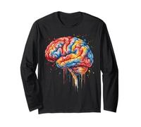 Anatomie du Cerveau coloré Abstrait Drip Art Manche Longue