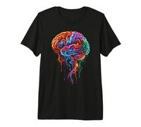 Anatomie du Cerveau coloré Art Fluide Abstrait T-Shirt Haut de Gamme