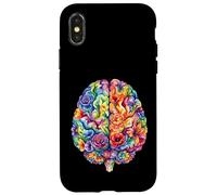 Anatomie du Cerveau Floral Art Abstrait Coque pour iPhone X/XS