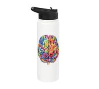 Anatomie du cerveau floral Art abstrait Stainless Steel Insulated Water Bottle