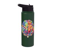 Anatomie du cerveau floral Art abstrait Stainless Steel Insulated Water Bottle