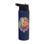 Anatomie du cerveau floral Art abstrait Stainless Steel Insulated Water Bottle