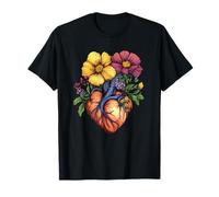 Anatomie du cœur Floral avec vaisseaux en Fleurs T-Shirt