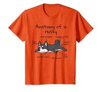 Anatomie d'un Chien Husky T-Shirt, Enfant, Orange, 3 Ans