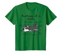 Anatomie d'un Chien Husky T-Shirt, Enfant, Vert Kelly, 12 Ans