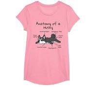 Anatomie d'un Chien Husky T-Shirt, Fille, Rose, M
