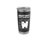 Anatomie d'un samoyède - Funny Cartoon Dog Lover Gobelet isotherme en acier inoxydable double paroi
