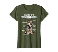 Anatomie d'un Vallhund suédois T-Shirt, Femme, Olive, XL