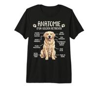 Anatomie Golden Retriever Chien Drôle Humour Propriétaire T-Shirt Haut de Gamme