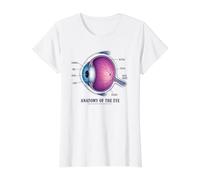 Anatomie oculaire Coupe transversale Ophtalmologie Optométrie Médicale T-Shirt Graphique avec Valeur, Femme, Blanc, XS