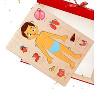 Anatomy Puzzle for Kids, Educational Science Toy, Wooden Interactive Model, Layered Human Body Design, Durable Learning Aid, Full Set for Classroom, Travel, Home, Teaching Use, 8.98x7.09x0.39 inches