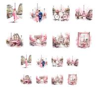 ANATTASOUL 16 Pcs aquarelle de Paris transfert textile thermocollant DIY