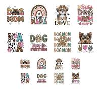 ANATTASOUL 16 Pcs empreintes canines transfert textile thermocollant DIY