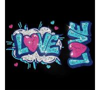 ANATTASOUL Amour Et Comics Motif Strass Thermocollant 29.7×21 CM Autocollant T Shirt Transfert de Chaleur Patch Strass thermocollant pour Veste Sacs Jeans Artisanat