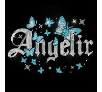 ANATTASOUL Angélique Et Papillon Motif Strass Thermocollant 29.7×21 CM Autocollant Fer Sur Cristal T Shirt Transfert de Chaleur Patch Strass thermocollant pour Veste Sacs Jeans Artisanat