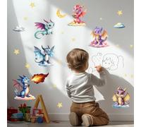 ANATTASOUL Autocollant Muraux,Stickers Muraux Décoratifs pour Cuisine,Autocollant Mural Dragon Aquarelle Restaurant Chambre Salon Salle à Manger Décoration(4pcx60x38cm)