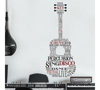 ANATTASOUL Autocollant Muraux,Stickers Muraux Décoratifs pour Cuisine,Autocollant Mural Texte de Guitare Restaurant Chambre Salon Salle à Manger Décoration(2pcx96x30cm)