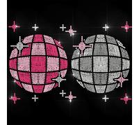 ANATTASOUL Boule À Lumière Disco Motif Strass Thermocollant 29.7×21 CM Autocollant Fer Sur Cristal T Shirt Transfert de Chaleur Patch Strass thermocollant pour Veste Sacs Jeans Artisanat