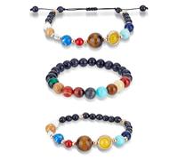 ANATTASOUL Bracelet planète pour femme avec système solaire - Univers - Galaxie - Étoile gardienne - Perles en pierre naturelle - Cadeau unisexe - En métal - Sans pierre précieuse, One Size, Métal,