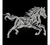 ANATTASOUL Cheval Galopant Motif Strass Thermocollant 29.7×21 CM Autocollant Fer Sur Cristal T Shirt Transfert de Chaleur Patch Strass thermocollant pour Veste Sacs Jeans Artisanat