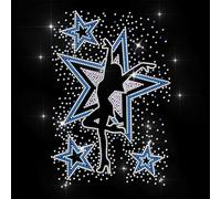 ANATTASOUL Danse Des Étoiles Motif Strass Thermocollant 29.7×21 CM Autocollant Fer Sur Cristal T Shirt Transfert de Chaleur Patch Strass thermocollant pour Veste Sacs Jeans Artisanat