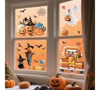 ANATTASOUL Halloween Stickers Fenetre Citrouille et épouvantail Autocollant Fenetre Appliques Sticker pour Vitre Réutilisables de Porte Opaque Autocollant Vitre en Verre Electrostatic Double Face