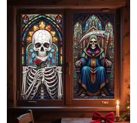 ANATTASOUL Halloween Stickers Fenetre Crâne Et Église Autocollant Fenetre Appliques Sticker pour Vitre Réutilisables de Porte Opaque Autocollant Vitre en Verre Electrostatic Double Face