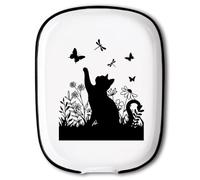 ANATTASOUL Repose-cuillère en céramique pour cuisinière, motif chat dans le parterre de fleurs, 11,5 x 15 cm, grand porte-cuillère résistant à la chaleur, support d'ustensiles de cuisine pour amateur