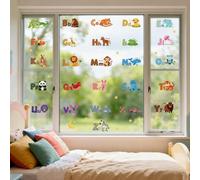 ANATTASOUL Stickers Fenetre Alphabet Des Animaux Autocollant Fenetre Fleurs Printemps Appliques Réutilisables de Porte Vitre Fenêtre en Verre Antistatique Double Face