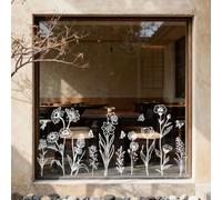 ANATTASOUL Stickers Fenetre Branches Florales en Lin Autocollant Fenetre Fleurs Printemps Été Appliques Réutilisables de Porte Vitre Automne Hiver Fenêtre en Verre Antistatique Double Face