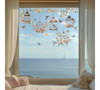 ANATTASOUL Stickers Fenetre Cage À Oiseaux et Papillon Autocollant Fenetre Opaque Appliques Sticker pour Vitre Réutilisables de Porte Autocollant Vitre en Verre Electrostatic Double Face