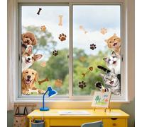 ANATTASOUL Stickers Fenetre Chat et empreintes de pattes Autocollant Fenetre Fleurs Printemps Appliques Réutilisables de Porte Vitre Fenêtre en Verre Antistatique Double Face