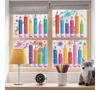 ANATTASOUL Stickers Fenetre Crayons De Couleur Et Pigments Autocollant Fenetre Printemps Été Appliques Sticker pour Vitre Réutilisables de Porte Autocollant Vitre en Verre Electrostatic Double Face