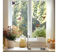 ANATTASOUL Stickers Fenetre Eukalyptusblätter und -blüten Autocollant Fenetre Fleurs Printemps Appliques Sticker Fenetre Réutilisables de Porte Vitre Fenêtre en Verre Antistatique Double Face