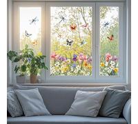 ANATTASOUL Stickers Fenetre Farne, Narzissen und Schneeglöckchen Autocollant Fenetre Fleurs Printemps Appliques Sticker Fenetre Réutilisables de Porte Vitre Fenêtre en Verre Antistatique Double Face