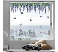 ANATTASOUL Stickers Fenetre Glycine et Papillon Autocollant Fenetre Opaque Appliques Sticker pour Vitre Réutilisables de Porte Autocollant Vitre en Verre Electrostatic Double Face