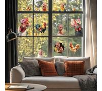 ANATTASOUL Stickers Fenetre Huhn und Eier Autocollant Fenetre Fleurs Printemps Appliques Sticker Fenetre Réutilisables de Porte Vitre Fenêtre en Verre Antistatique Double Face