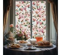 ANATTASOUL Stickers Fenetre Magnolien-Vogel Autocollant Fenetre Fleurs Printemps Appliques Sticker Opaque Réutilisables de Porte Vitre Fenêtre en Verre Electrostatic Double Face