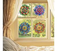 ANATTASOUL Stickers Fenetre Motif Mandala Autocollant Fenetre Fleurs Printemps Appliques Sticker pour Vitre Réutilisables de Porte Autocollant Vitre en Verre Antistatique Double Face
