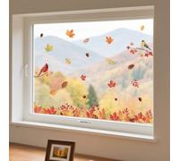 ANATTASOUL Stickers Fenetre Oiseau et Feuilles d'érable Autocollant Fenetre Appliques Sticker pour Vitre Réutilisables de Porte Opaque Autocollant Vitre en Verre Electrostatic Double Face