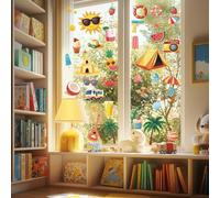 ANATTASOUL Stickers Fenetre Strand-Elemente Autocollant Fenetre Fleurs Printemps Appliques Sticker Fenetre Réutilisables de Porte Vitre Fenêtre en Verre Antistatique Double Face