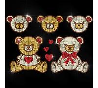 ANATTASOUL Teddy Bea Motif Strass Thermocollant 29.7×21 CM Autocollant Fer Sur Cristal T Shirt Transfert de Chaleur Patch Strass thermocollant pour Veste Sacs Jeans Artisanat