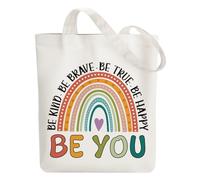 ANATTASOUL Tote Bag Femme,Sac en Toile Imprimé,Sac Fourre-Tout Reutilisable,Coton 100% Sois Toi Sacs de Courses,38 * 40cm Large Blanc Sac Tote Bag en Toile pour Shopping,Cadeaux