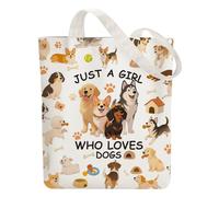 ANATTASOUL Tote Bag Femme,Sac en Toile Imprimé,Sac Fourre-Tout Reutilisable,Coton Chiens Sacs de Courses,38 * 40cm Large Blanc Sac Tote Bag en Toile pour Shopping,Cadeaux