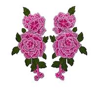 Anawakia 2 pcs Patch Sticker Broderie Ecusson à Coudre Fleur Diy pour Chapeau Vêtement T-shirt Jeans Veste Jupe (Rose)
