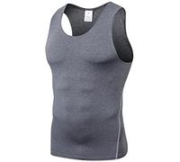 Anawakia Débardeur de compression pour homme - Cool Dry - Sans manches - Couche de base athlétique, gris, Taille M